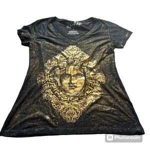 Rawyalty Raw Own the Now Ancient Greek style casual tshirt with gold bedazzle